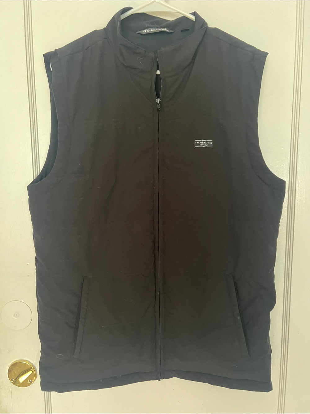 Travis Mathew Black Quilted Sleeveless Zip-Up Vest